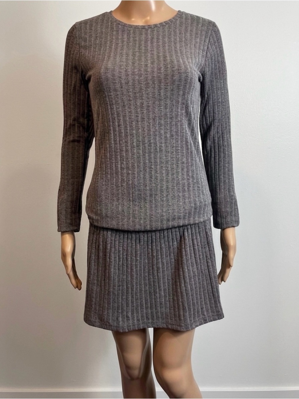 Anthropologie Sparkz Copenhagen Ribbed Gray Selma Dress